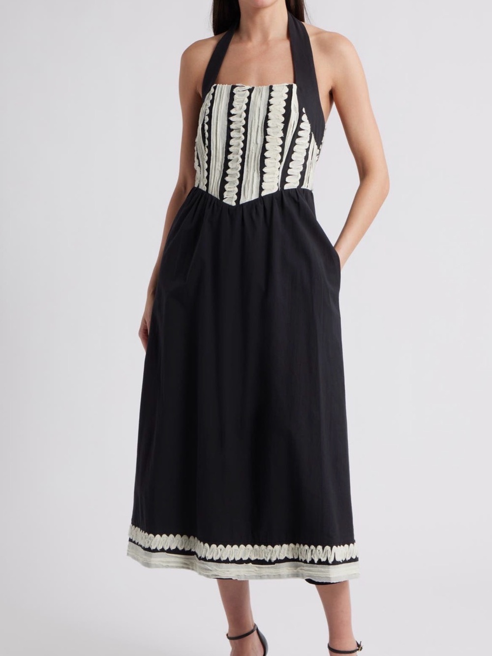 Adelyn Rae Cotton Halter Midi Dress